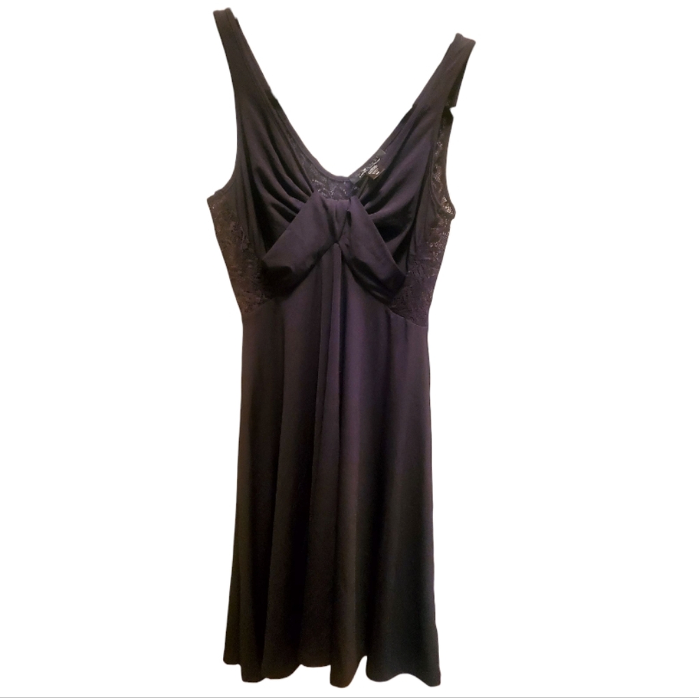 Midnight Carol Hochman XS Black Tank Style Short Nightgown W/Lace